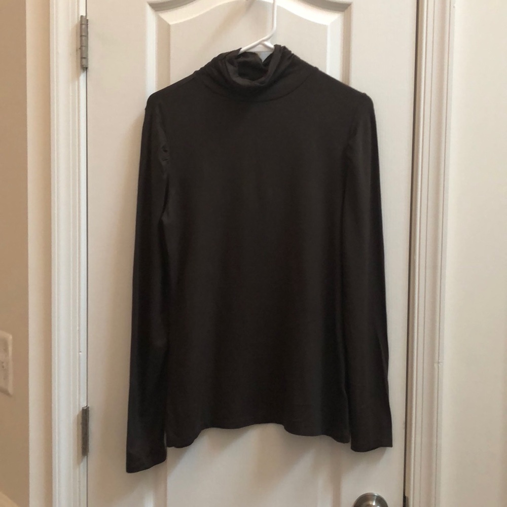 Ruffle accented Brown Mockneck Long Sleeved Shirt